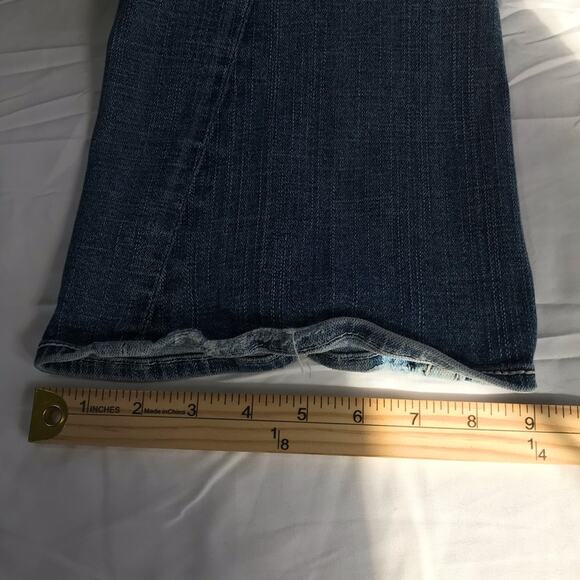 True Religion VTG Joey Big T twisted flare denim jeans womens 28 white stitching - Picture 8 of 14